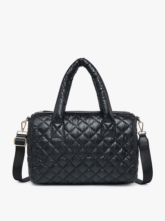 M2400 Trista Quilted Nylon Satchel Tote Bag