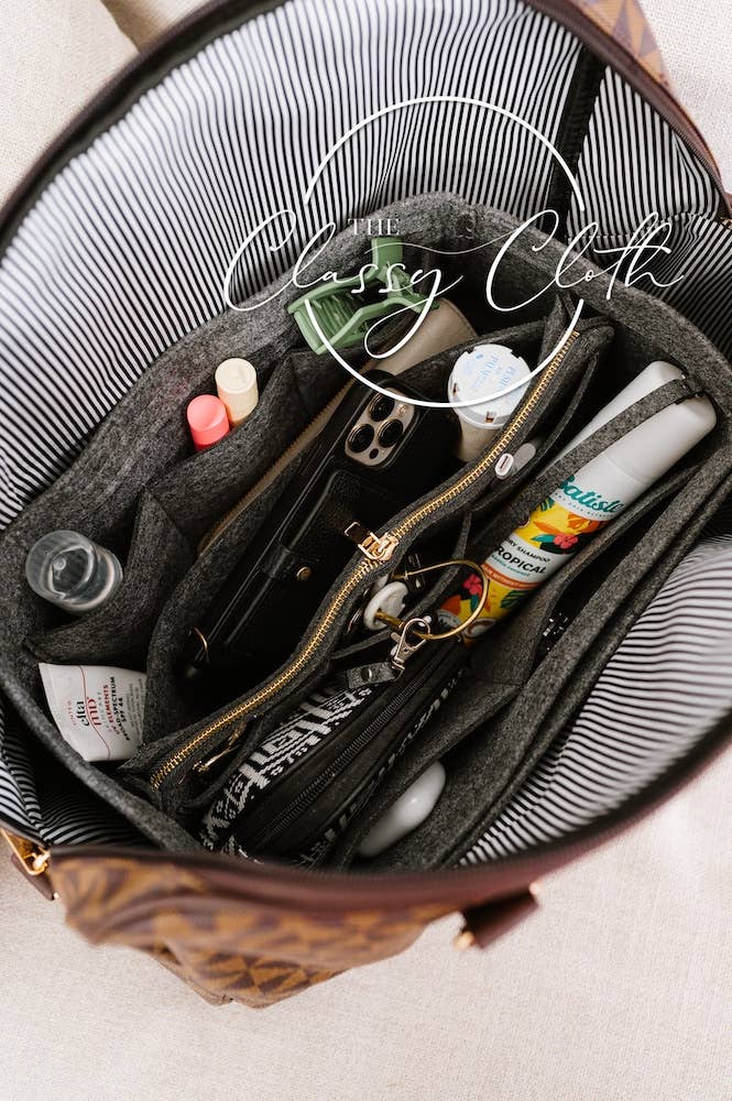 879 Tote Bag Purse Organizer Insert - Charcoal RTS