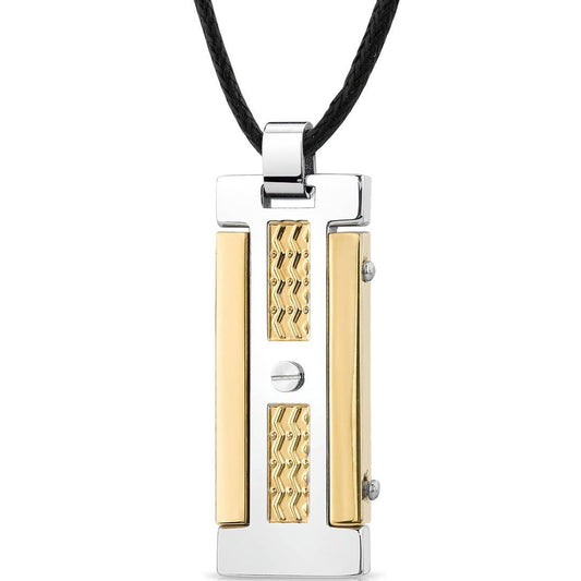 8258 Premium Stainless Steel Two-Tone Dog Tag Bar Pendant