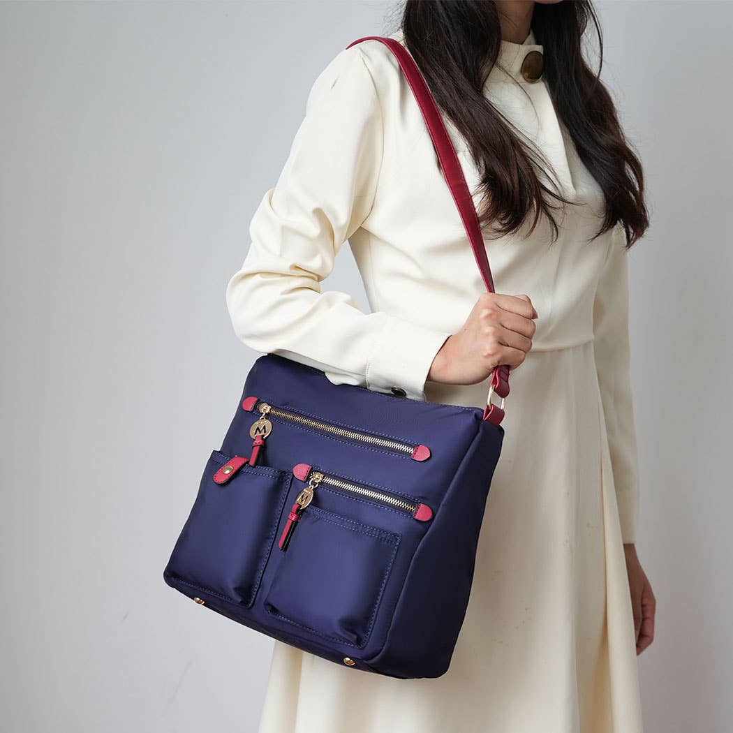 380 Serena Color-Block Nylon Women Shoulder Handbag by Mia K