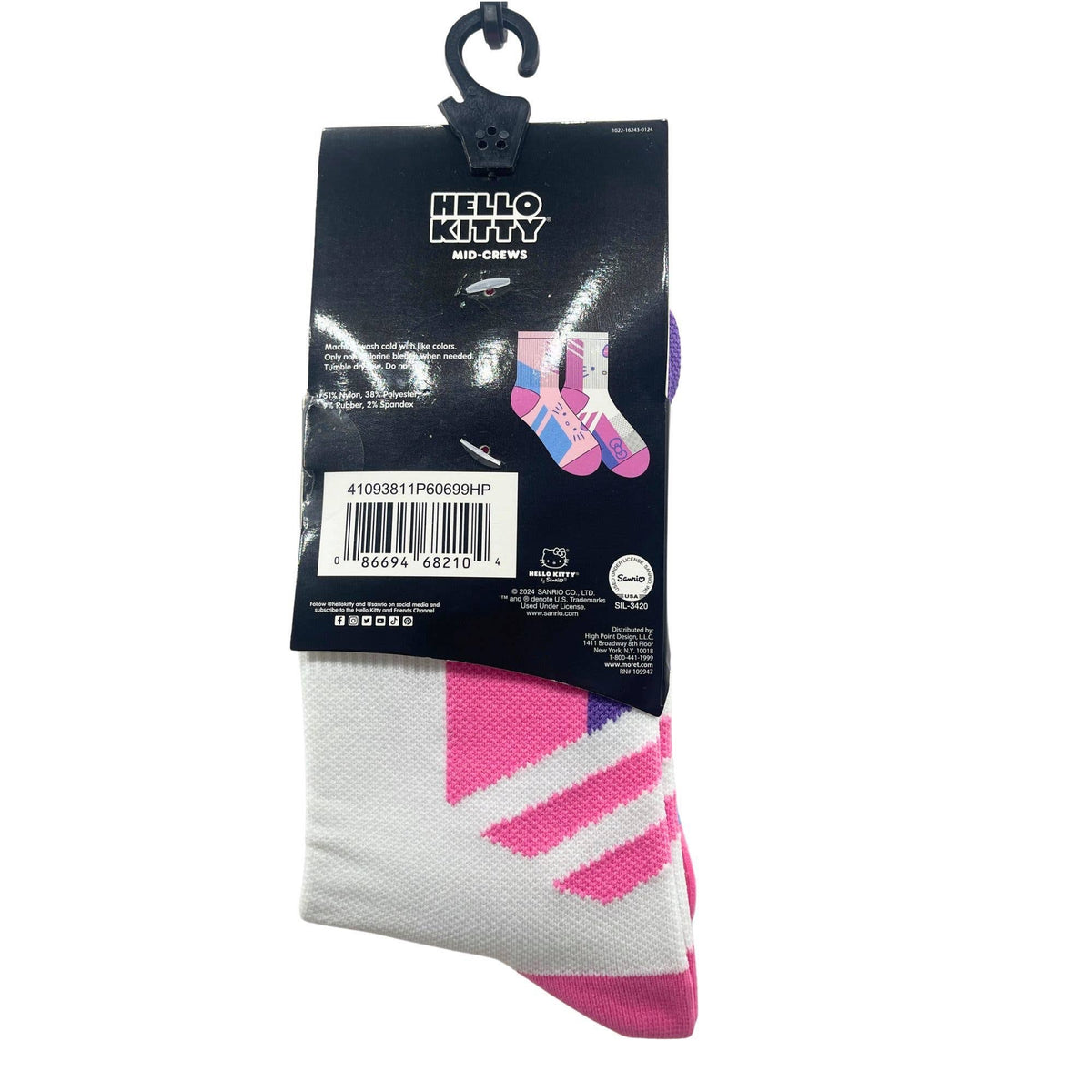 2 Pair Hello Kitty Sport Mid Crew Socks Size 9–11