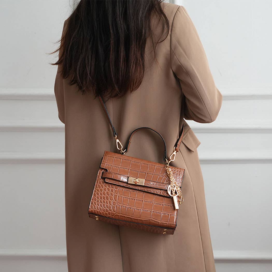 384 Naomi Satchel Handbag Vegan Crocodile Leather Women by Mia K