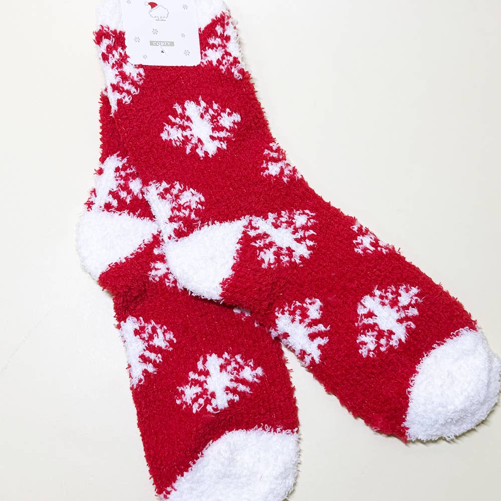 2812 Winter Snowflake Pattern Fuzzy Socks