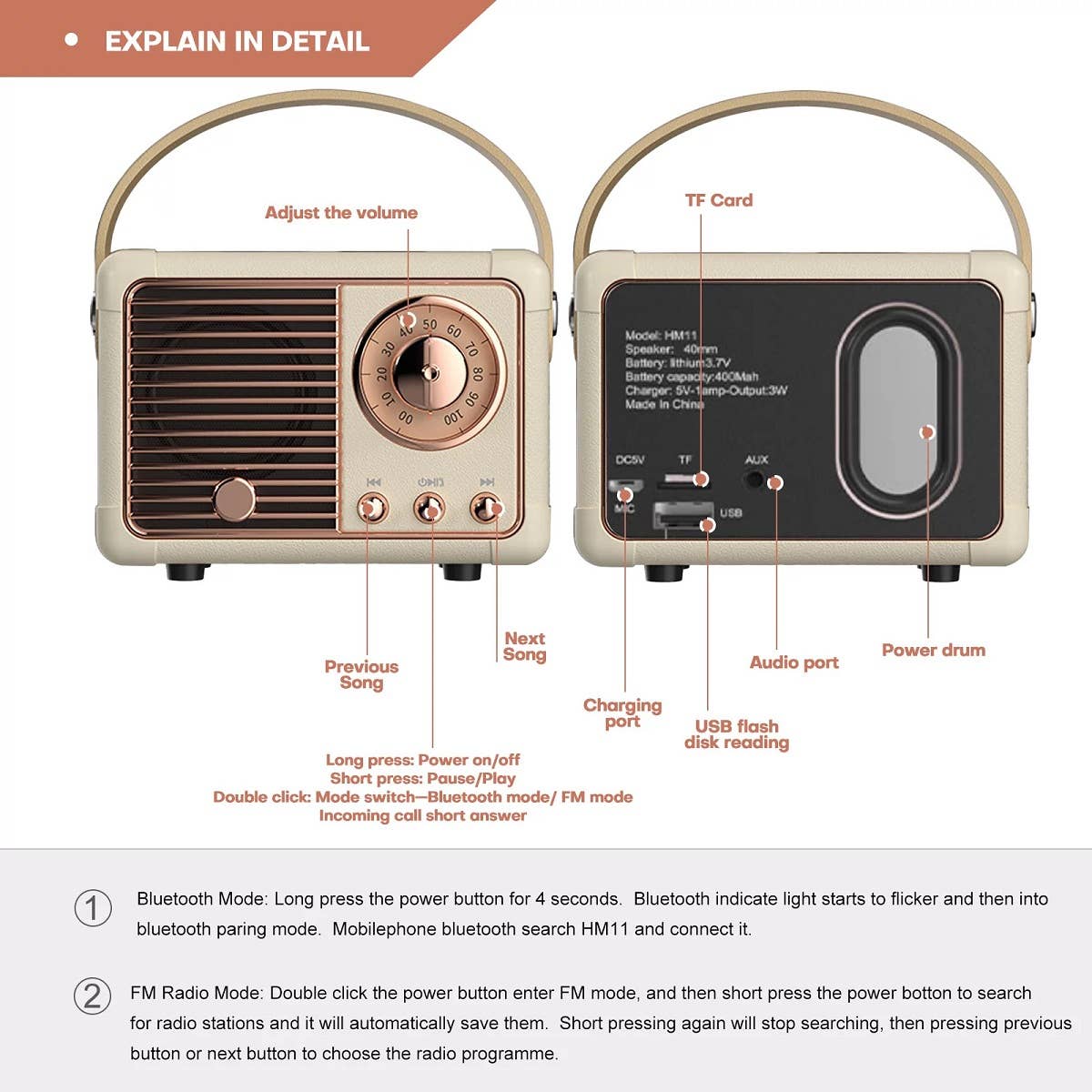 Retro Mini Wireless Bluetooth Speaker