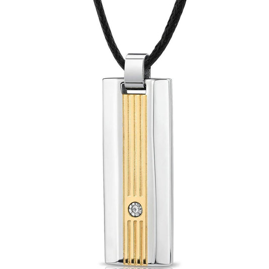 8260 Premium Stainless-Steel Gold-Tone Dog Tag Bar Pendant