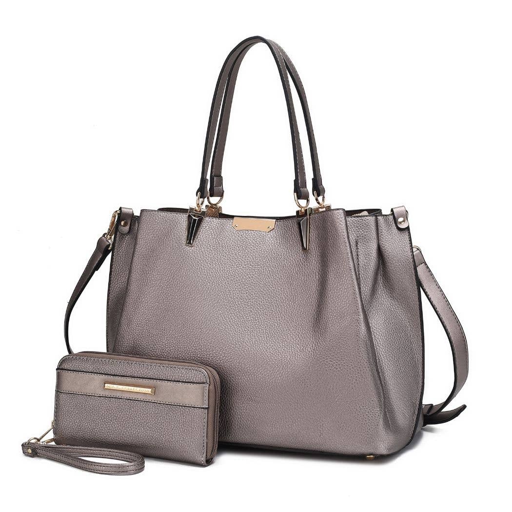 Kane Vegan Leather Women Satchel Bag with Wallet by Mia K