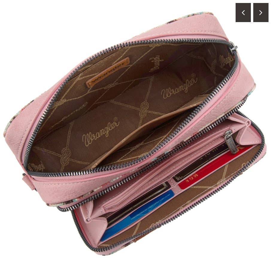 Wrangler Aztec Print Crossbody Purse With Wallet Compartment