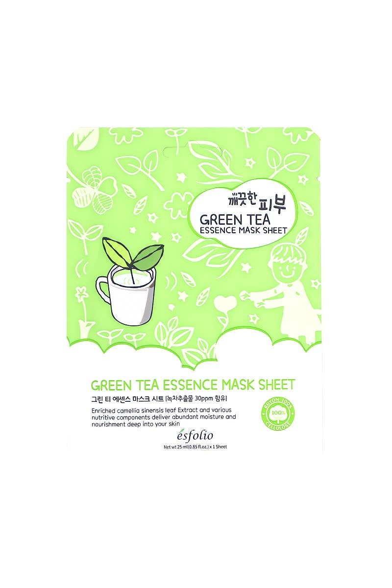 2835 Esfolio ESMPPUGR Green Tea Essence Facial Mask Sheet