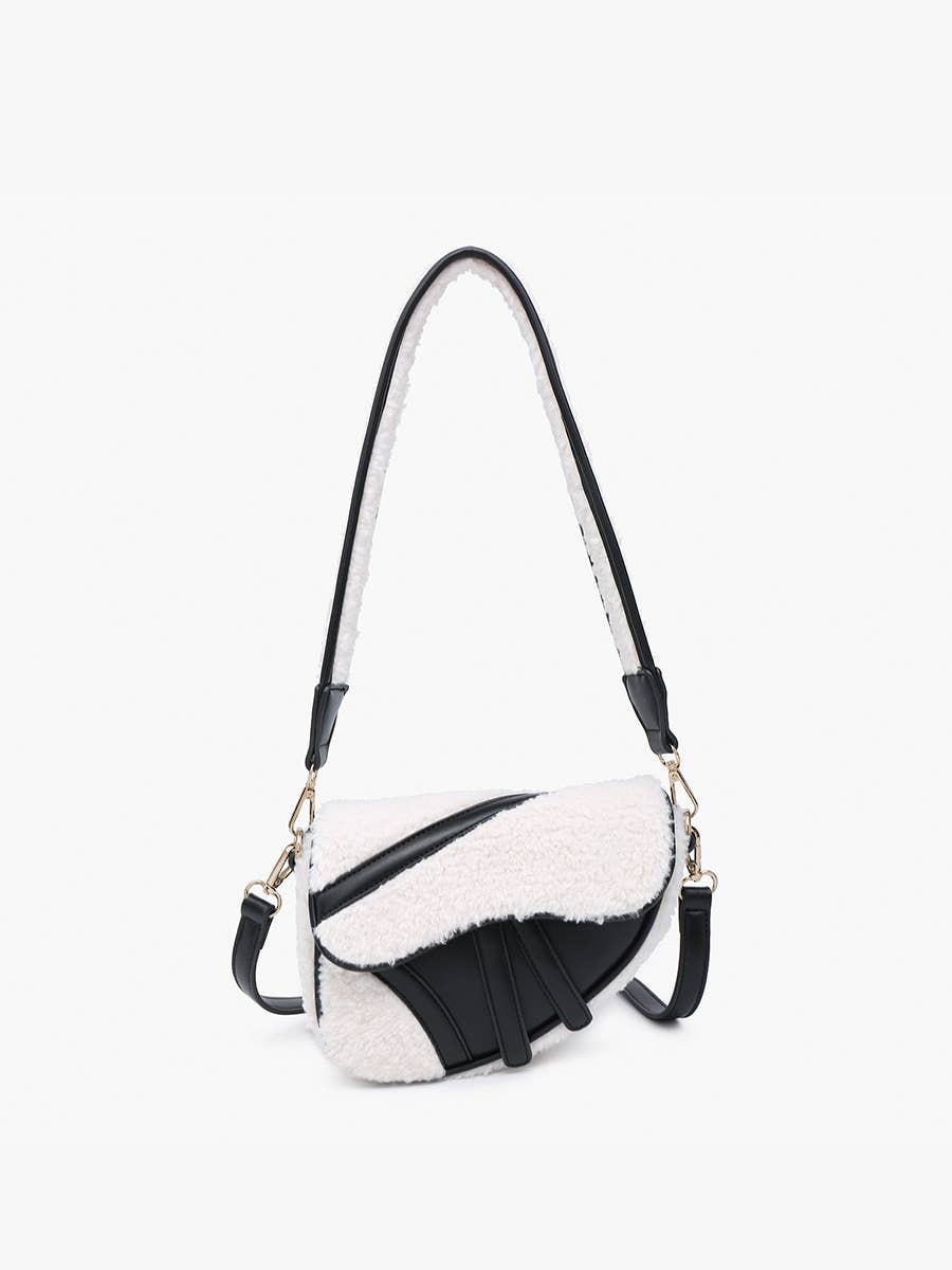 Kori Sherpa Trim Asymmetrical Crossbody Bag | M2511