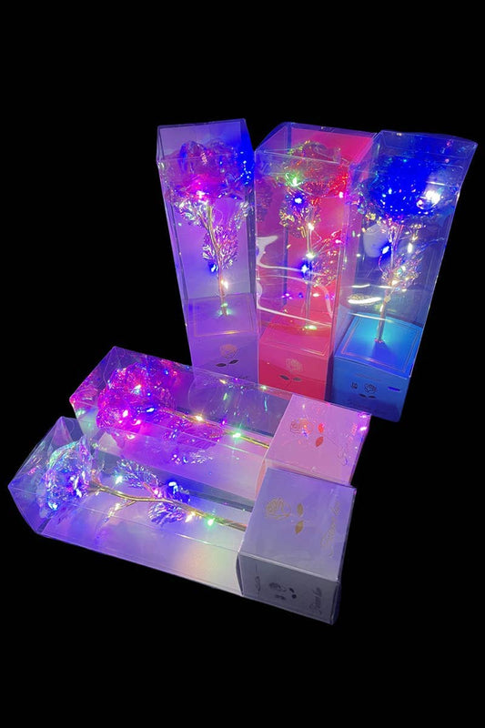 Metallic LED Light-Up Galaxy Rose Gift Box - 12 pcs