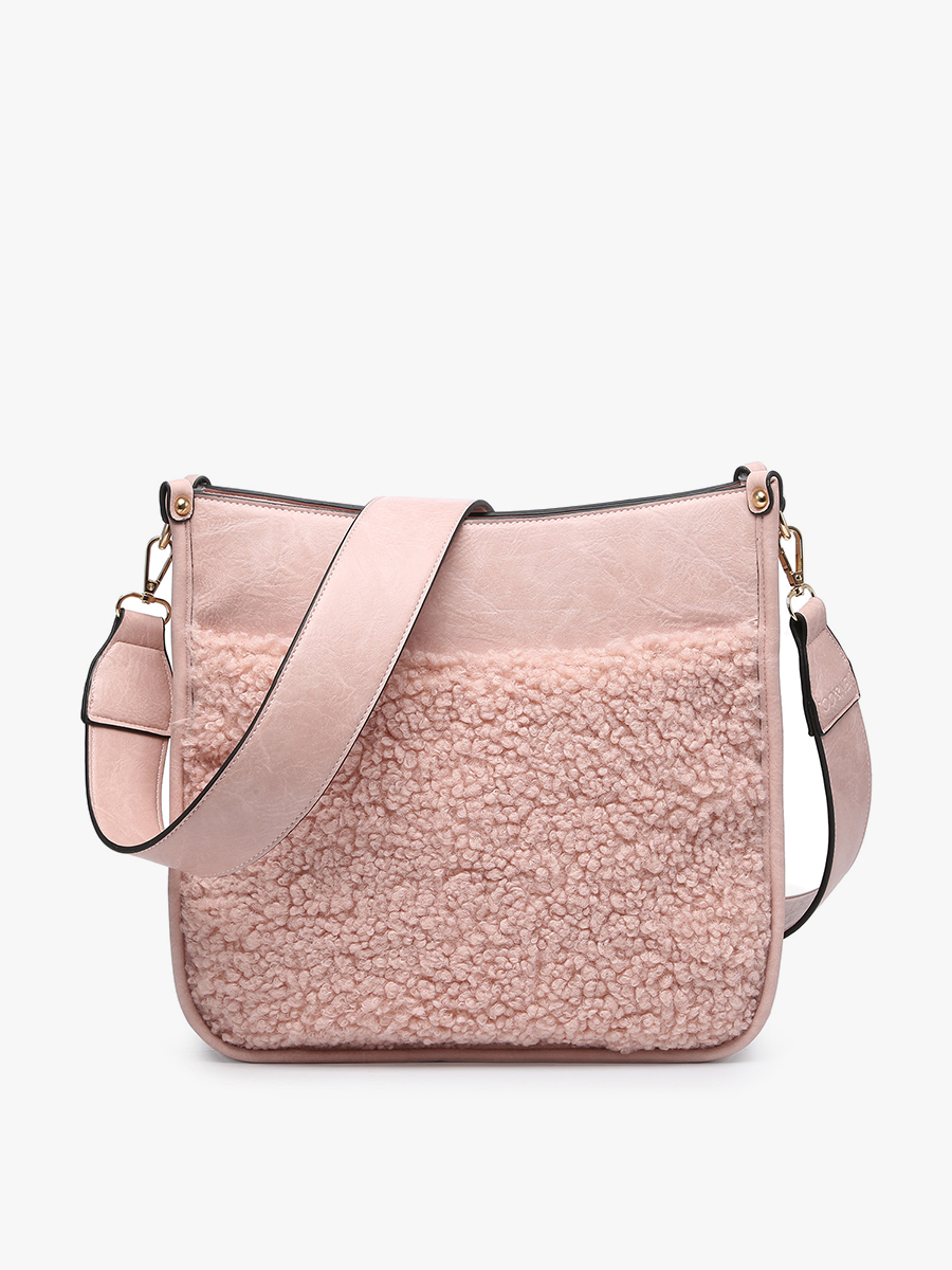 Chloe Teddy Trim Crossbody with Guitar Strap | M1977TED
