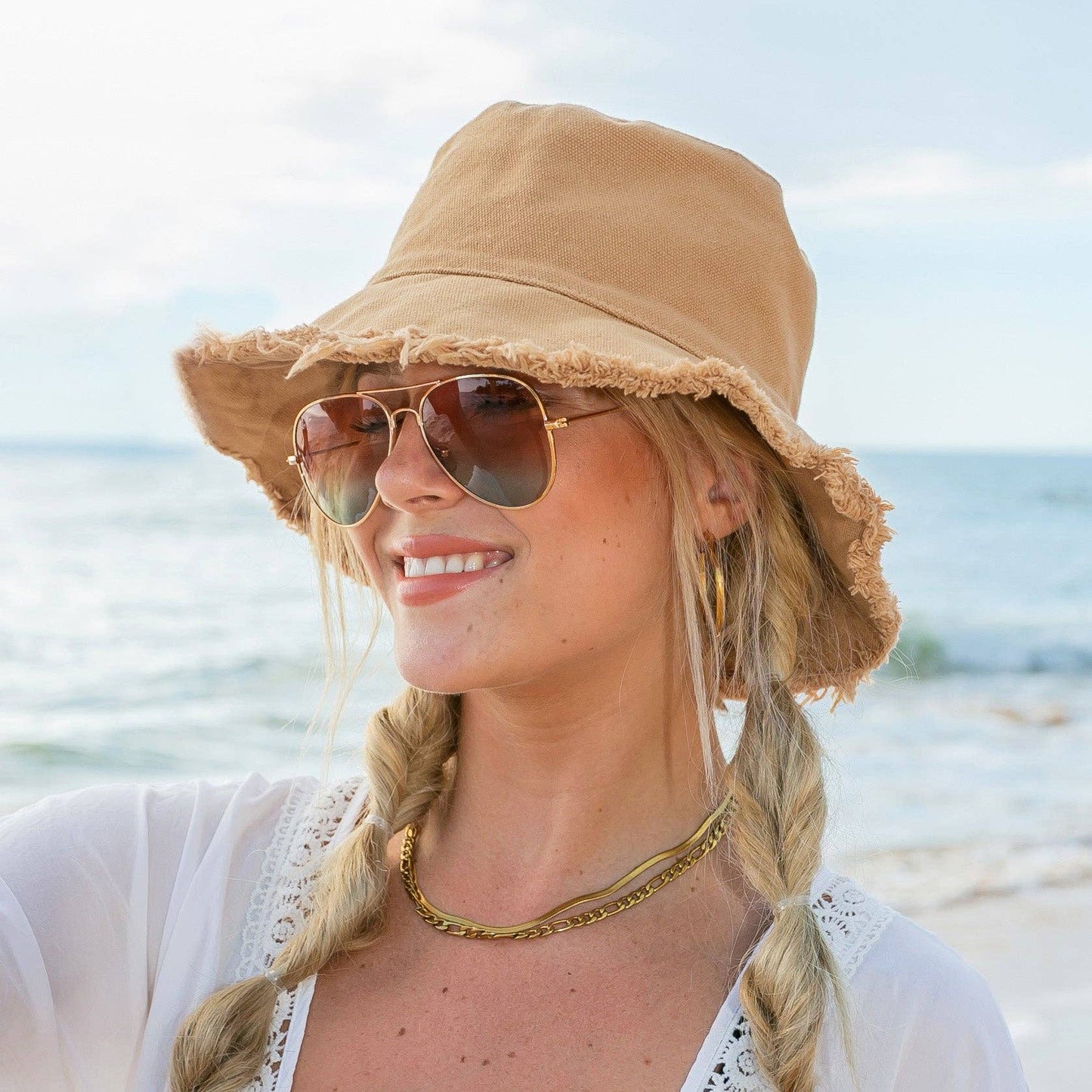 Frayed Edge Canvas Bucket Hat