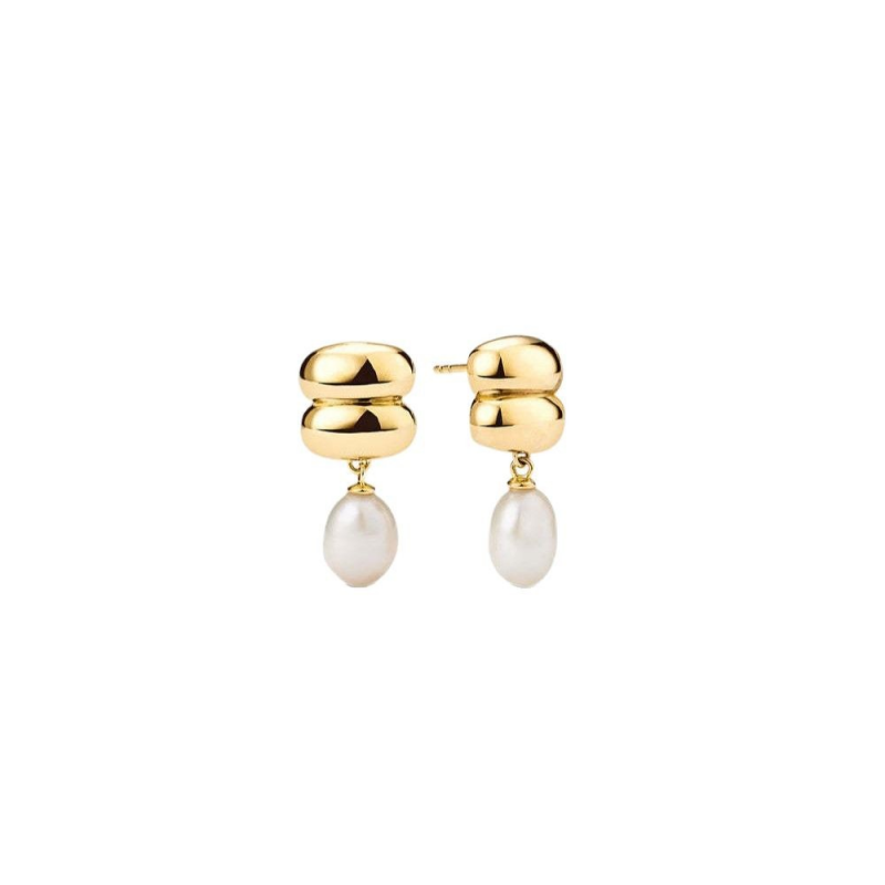Pearl Wedding Statement Drop Earrings in Stainless Steel