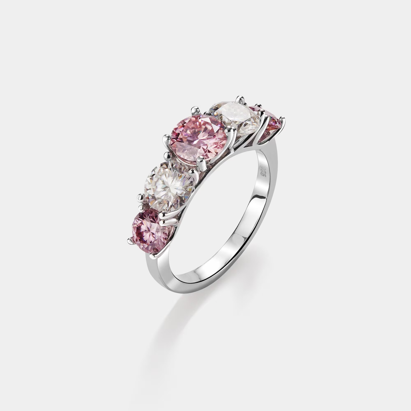 Five-Stone Color Moissanite Band Ring in 925 Sterling Silver