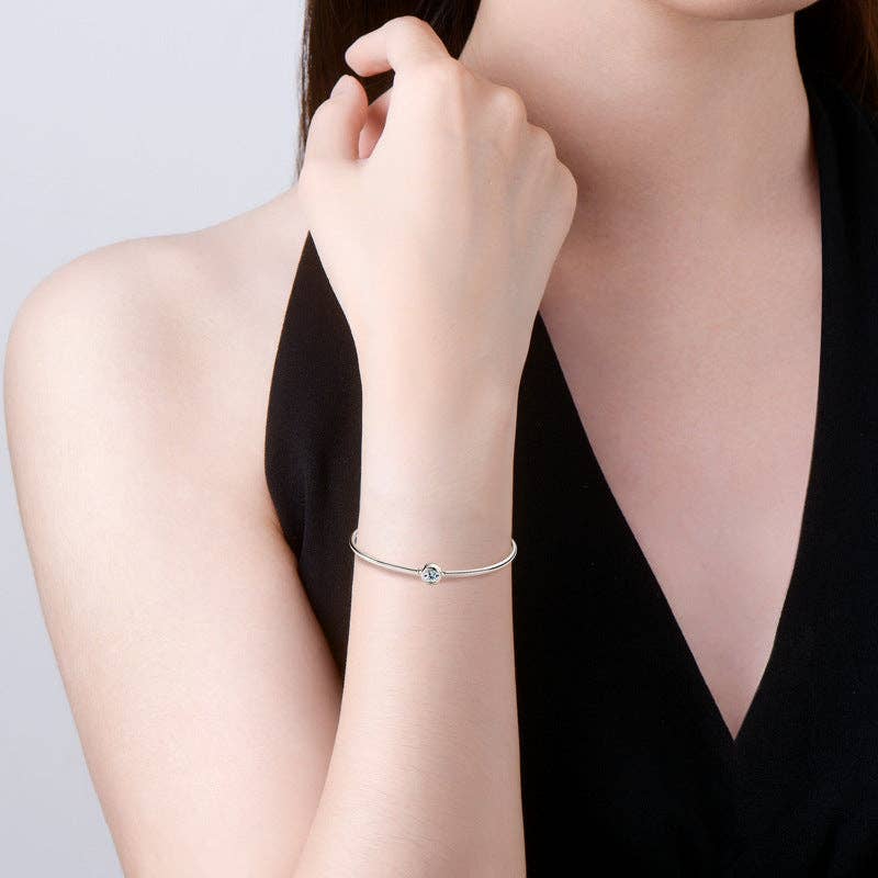 Moissanite Wedding Bangle Bracelet in 925 Sterling Silver