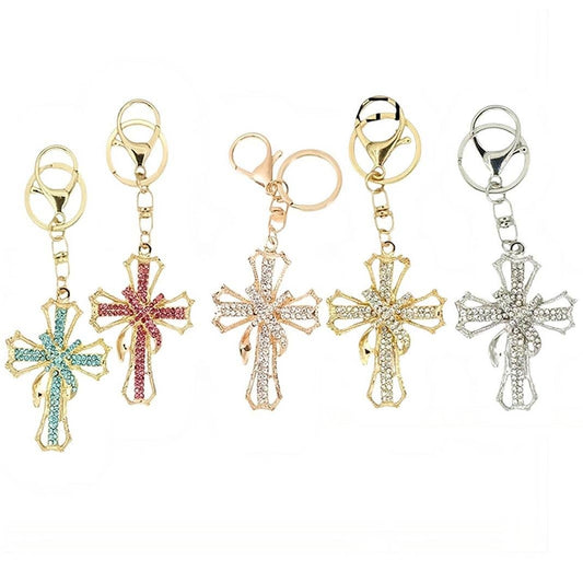 170 Cross Rhinestone Keychain Bag Charm Multi