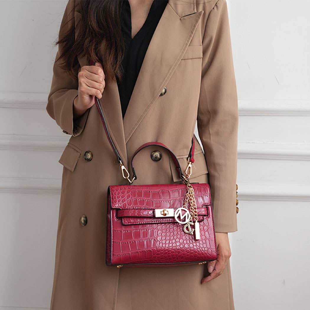 384 Naomi Satchel Handbag Vegan Crocodile Leather Women by Mia K
