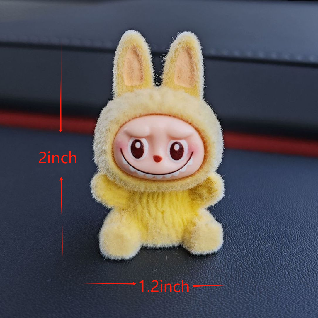 410 Mini Labubu Flocking Doll Car Charm Ornament Set - 5pc