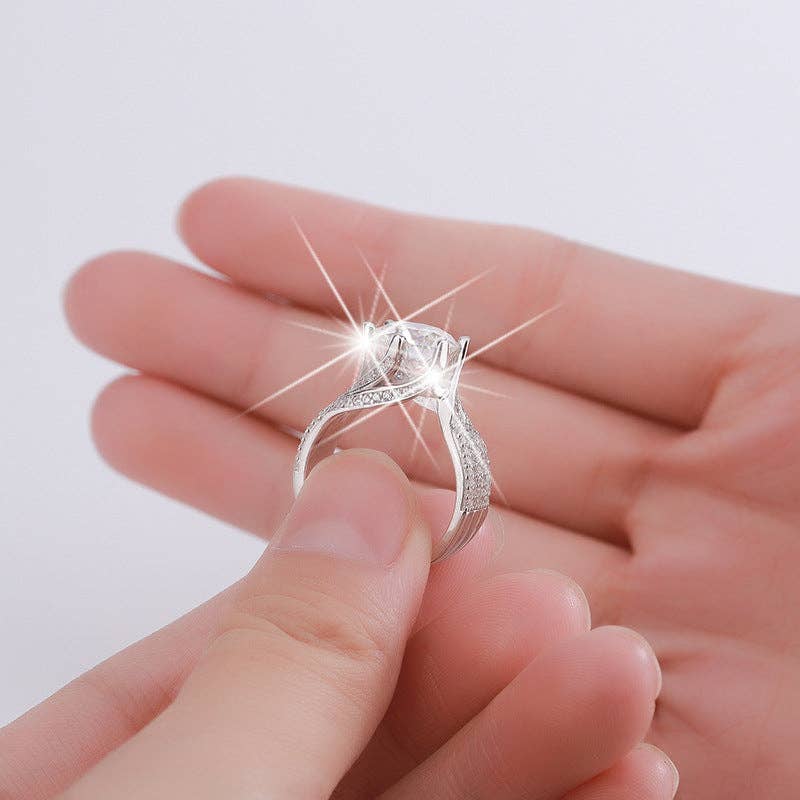 Color Moissanite Engagement Ring in 925 Sterling Silver