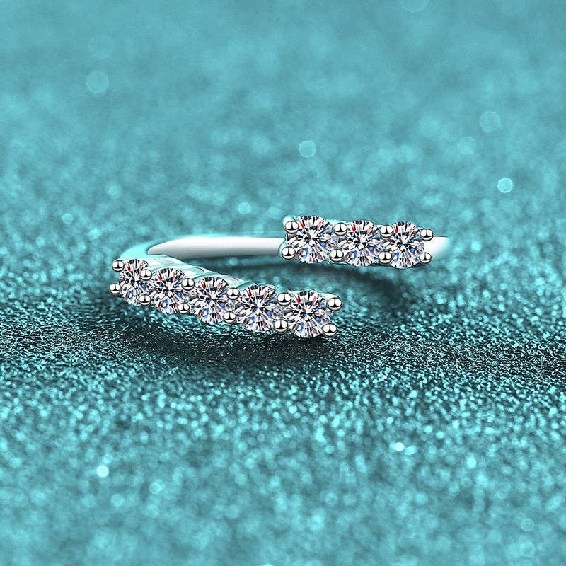 Moissanite Bypass Eternity Wrap Ring in 925 Sterling Silver