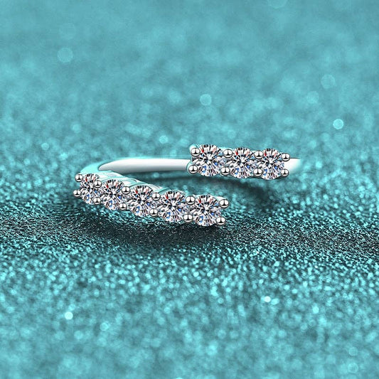 Moissanite Bypass Eternity Wrap Ring in 925 Sterling Silver