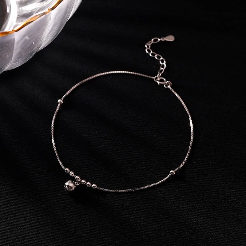 Dainty Gold Bell Charm Anklet in 925 Sterling Silver