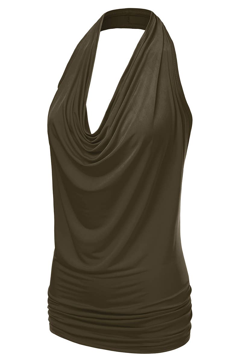 AWTHT028-P_Halter Neck Draped Front Open Back Top