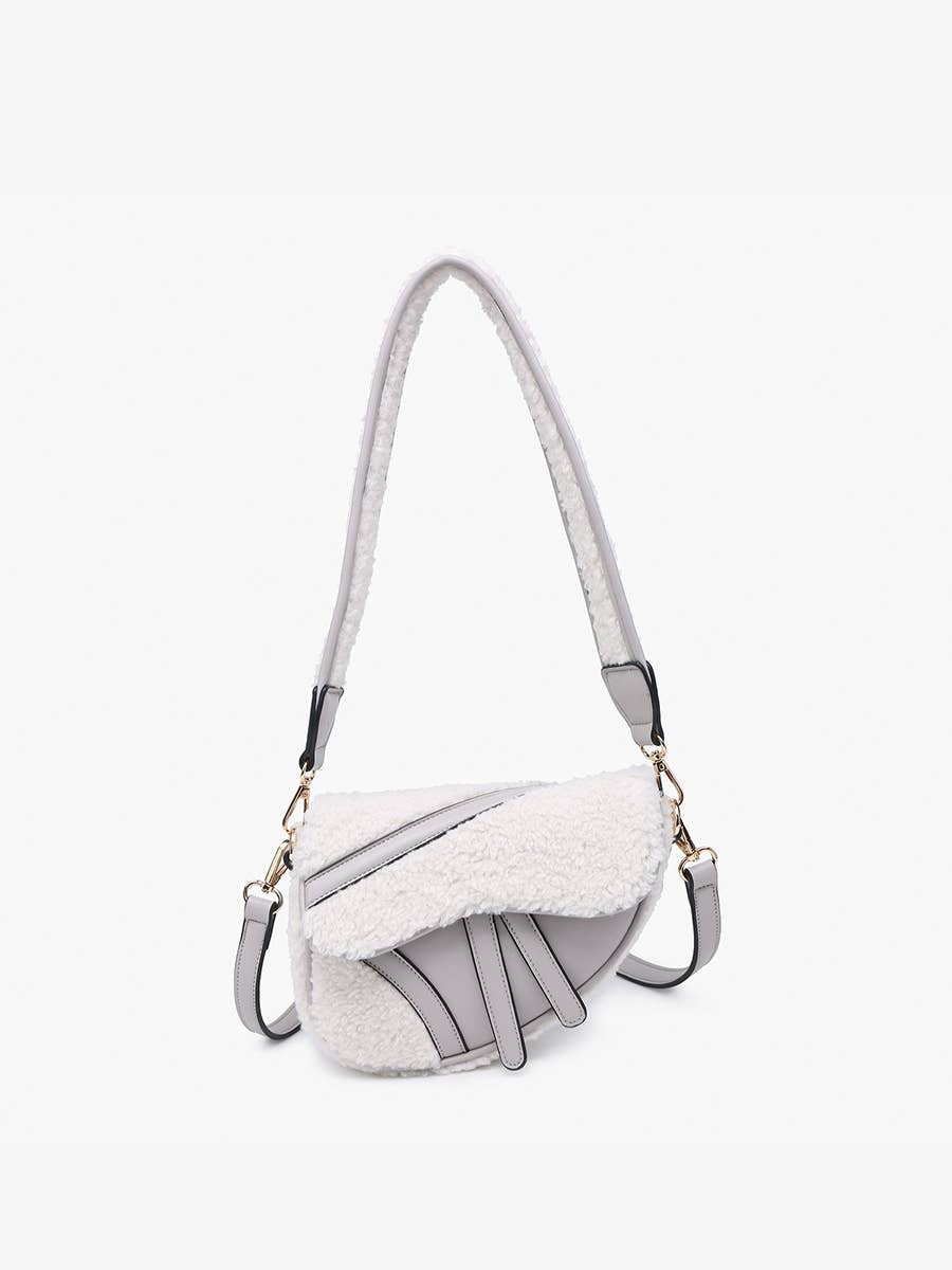 Kori Sherpa Trim Asymmetrical Crossbody Bag | M2511