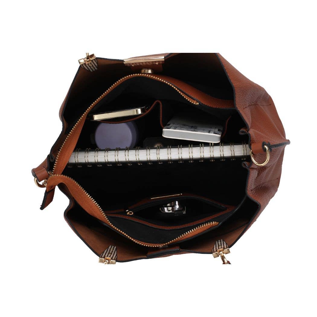 Kane Vegan Leather Women Satchel Bag with Wallet by Mia K