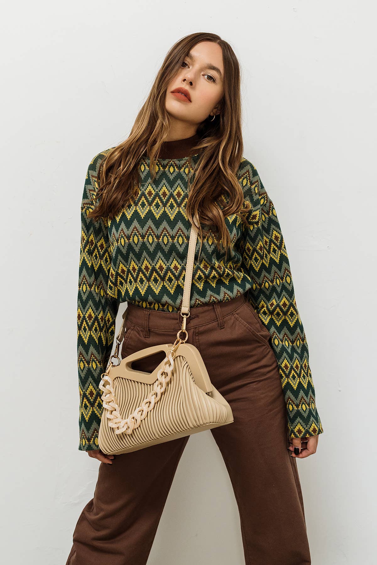 EH2251 Remy Pleated Frame Bag – Chain Strap Crossbody