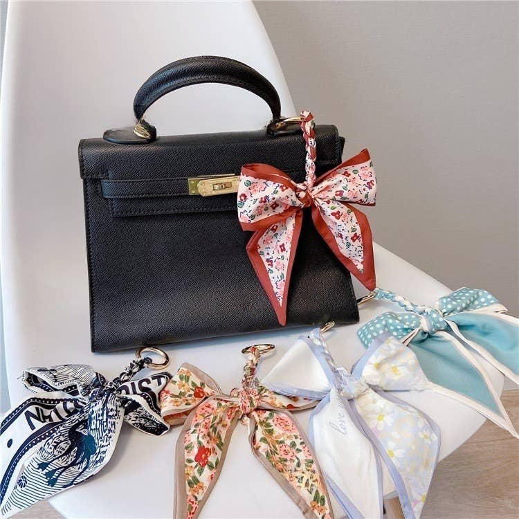 Fashion Silk Scarf Bow Bag Accessories Keychain