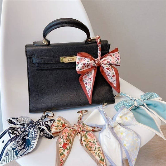 Fashion Silk Scarf Bow Bag Accessories Keychain