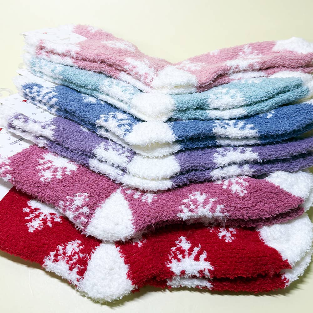 2812 Winter Snowflake Pattern Fuzzy Socks