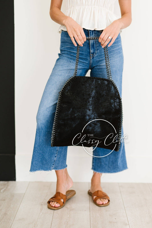 877 Monica Metal Chain Hobo Bag - Black RTS