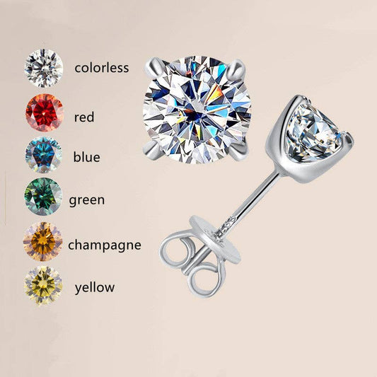 359 Color Moissanite Wedding Stud Earring in 925 Sterling Silver