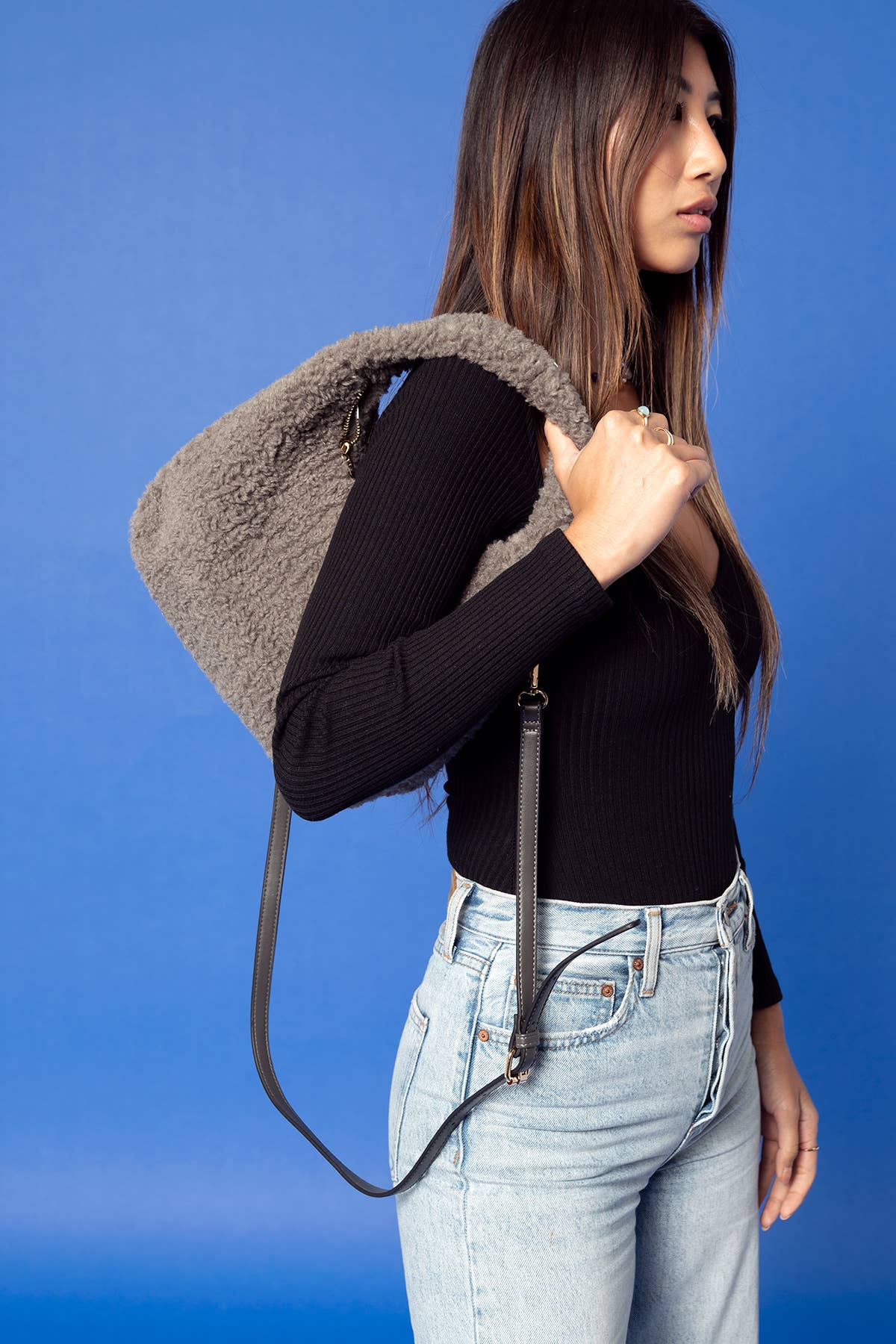 Gabrielle Sherpa Shoulder Bag w/ Strap | M2359