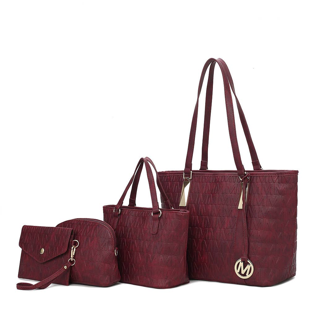 MKF Arya Signature Women’s Tote Bag by Mia K- 4 PCS Sets