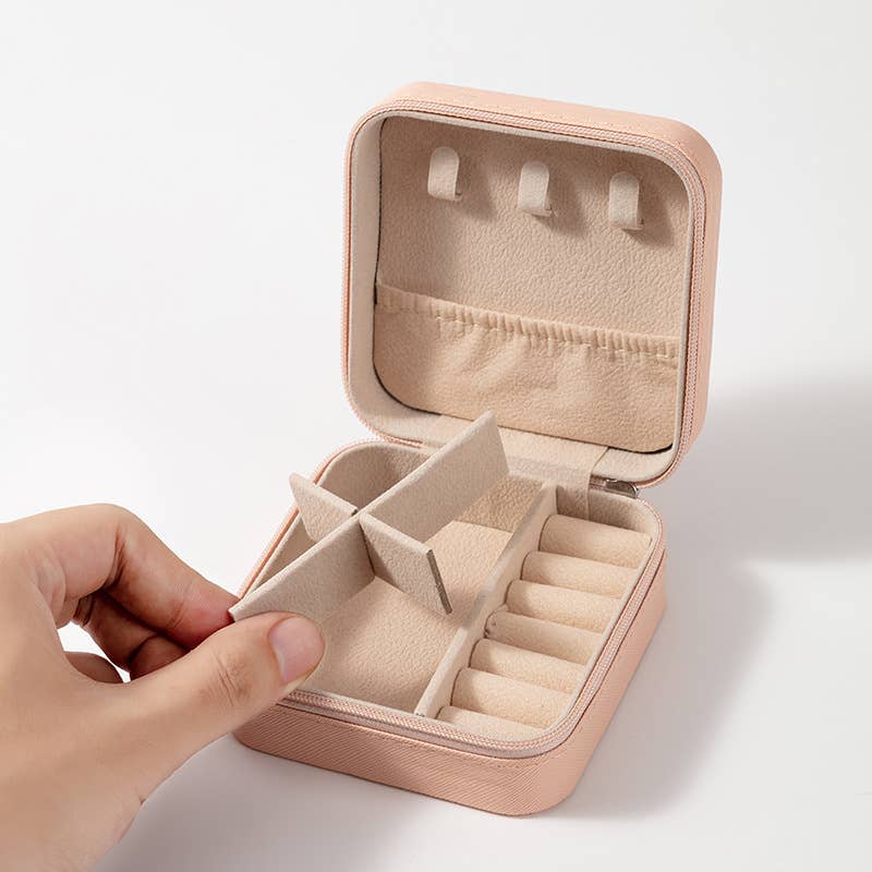 407 Portable Mini Square Jewelry Organizer Travel Box Case