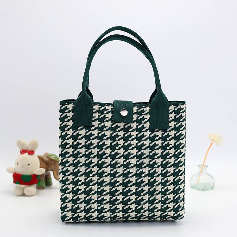414 Handmade Houndstooth Tote Bag Casual Canvas Bag
