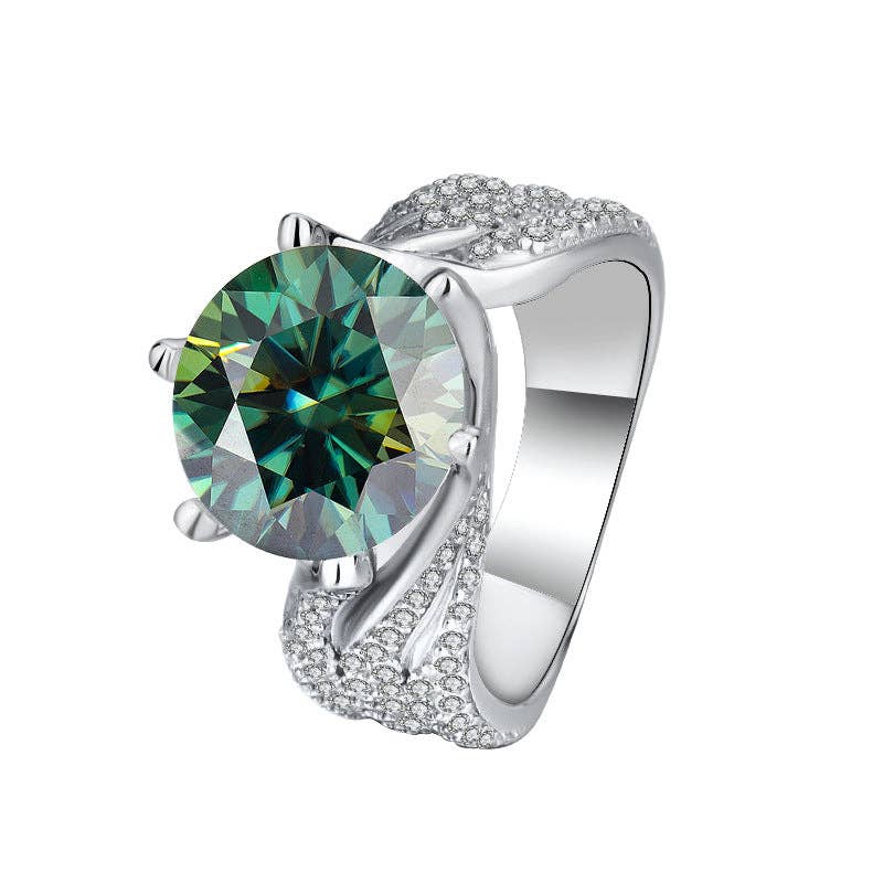 Color Moissanite Engagement Ring in 925 Sterling Silver