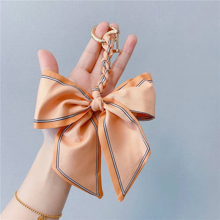 Fashion Silk Scarf Bow Bag Accessories Keychain