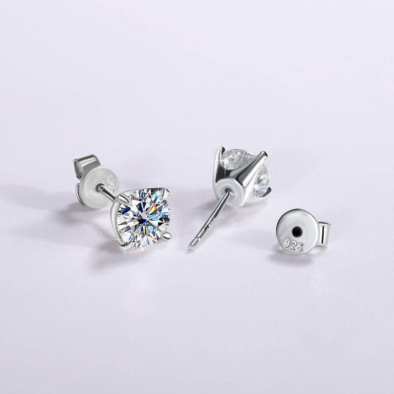 359 Color Moissanite Wedding Stud Earring in 925 Sterling Silver