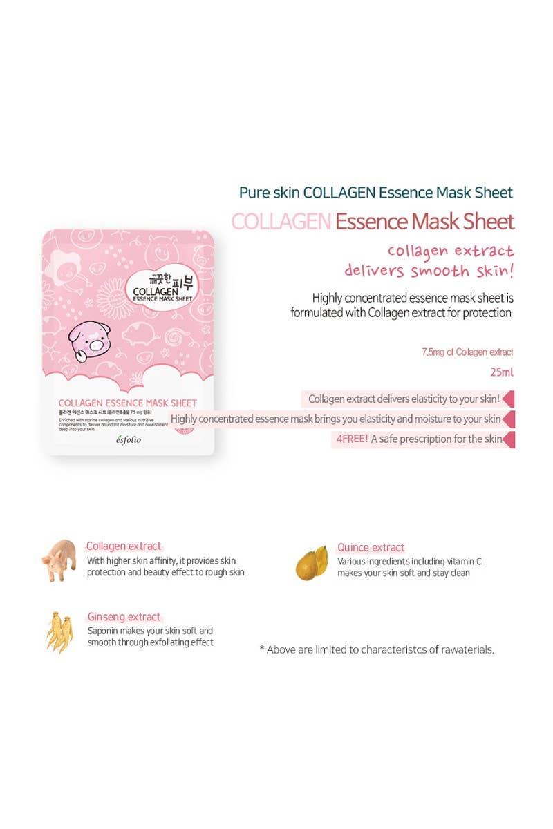 2834 Esfolio ESMPPUCO Collagen Essence Facial Mask Sheet