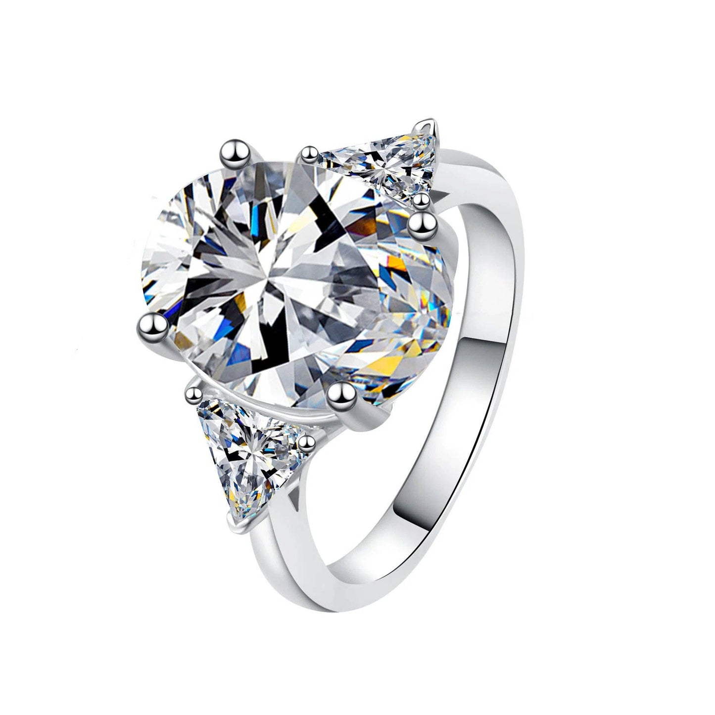 Oval-Cut Moissanite Engagement Ring in 925 Sterling Silver