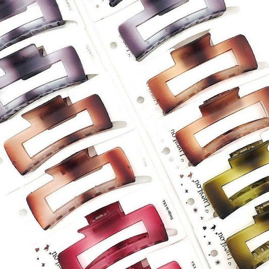 12pk Pastel Opaque Rectangle Hair Claw Clip Headpiece