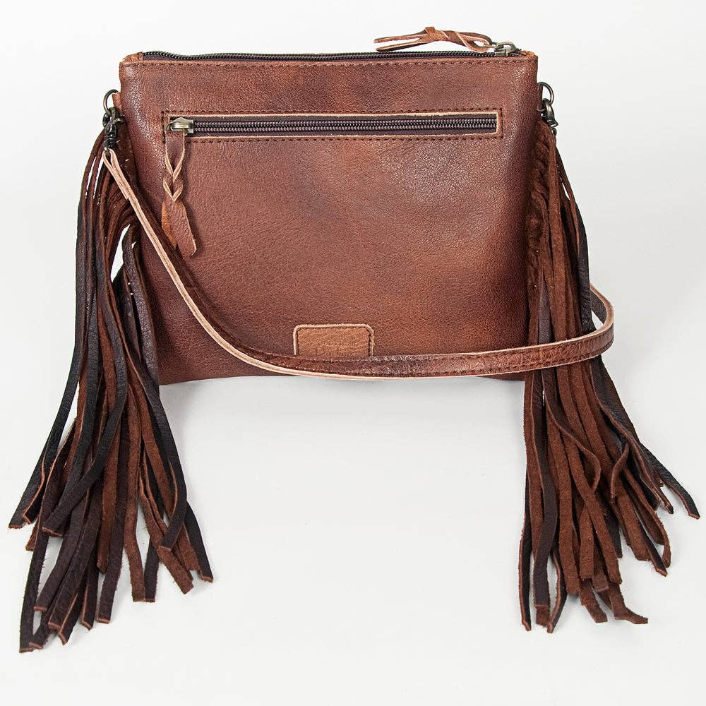 ADBG109 American Darling Hair-On Cowhide Leather Western Crossbody Bag with Fringes