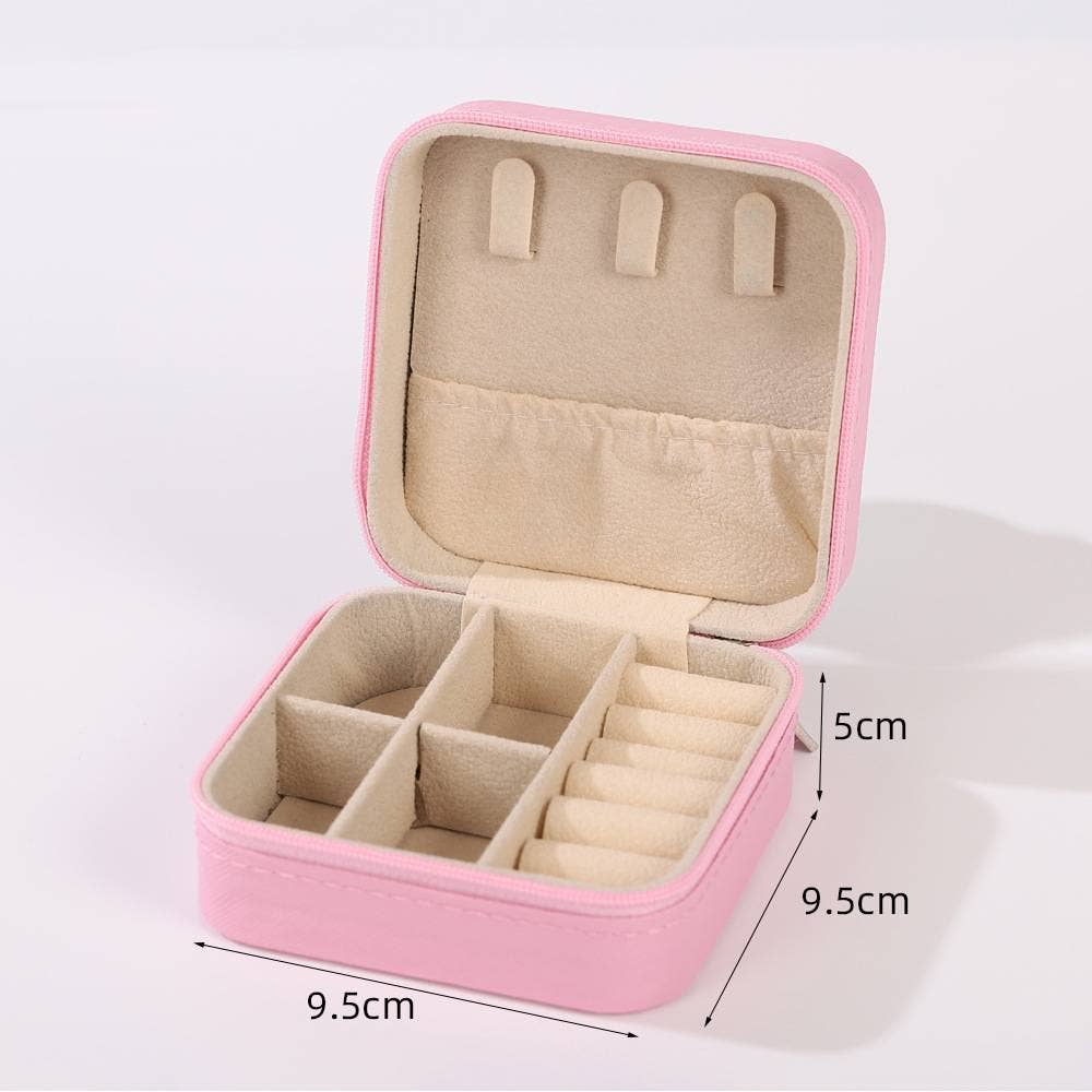 407 Portable Mini Square Jewelry Organizer Travel Box Case