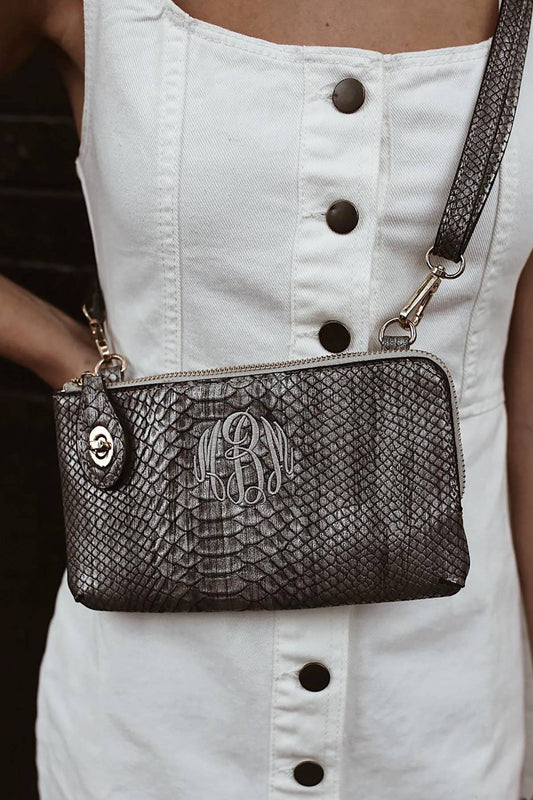 M1818SNK Kendall Snake Twist Lock Crossbody/Wristlet