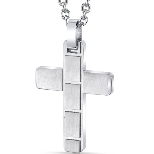 11136 Brick Stainless Steel Cross Pendant with 22 inch Necklace