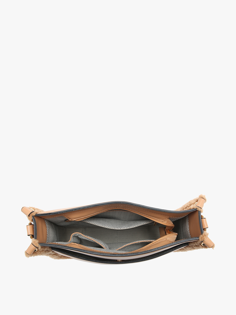 Chloe Teddy Trim Crossbody with Guitar Strap | M1977TED